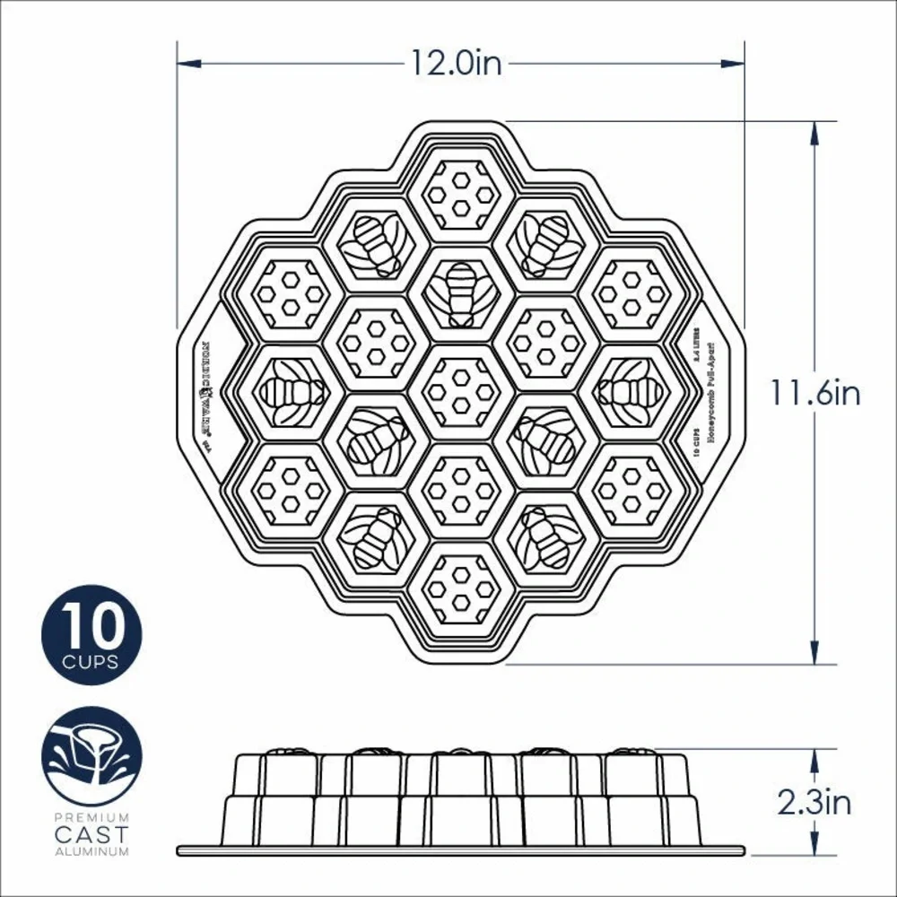 Nordic Ware Honeycomb Pull-Apart Cake Pan Heavy Cast Aluminum Non Stick